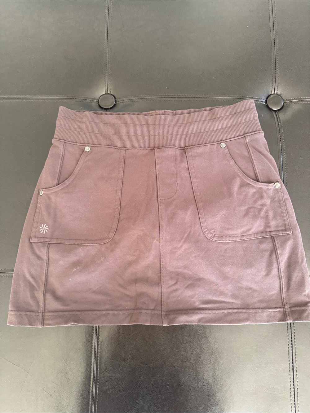 Athleta Mauve Ribbed-Waist Pocket Knit Mini Skirt
